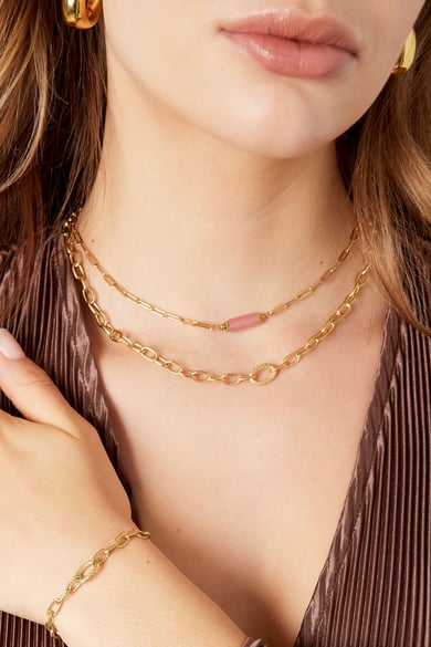 Gliederkette mit Struktur - Goldfarbe Edelstahl h5 Bild3